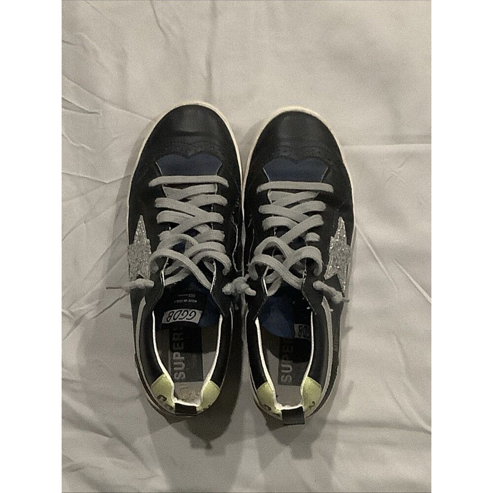 Golden Goose Star Mid Black with Silver Glitter Women’s size 40 - Picture 2 of 16